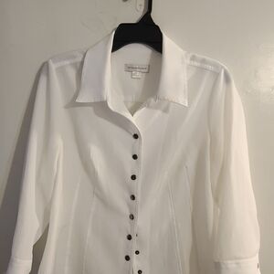Christopher Banks White Button-Up Blouse Size M